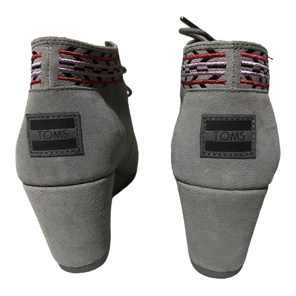 TOMS Desert Taupe Suede Embroidered Kala Booties Women's 8W - Picture 3 of 8